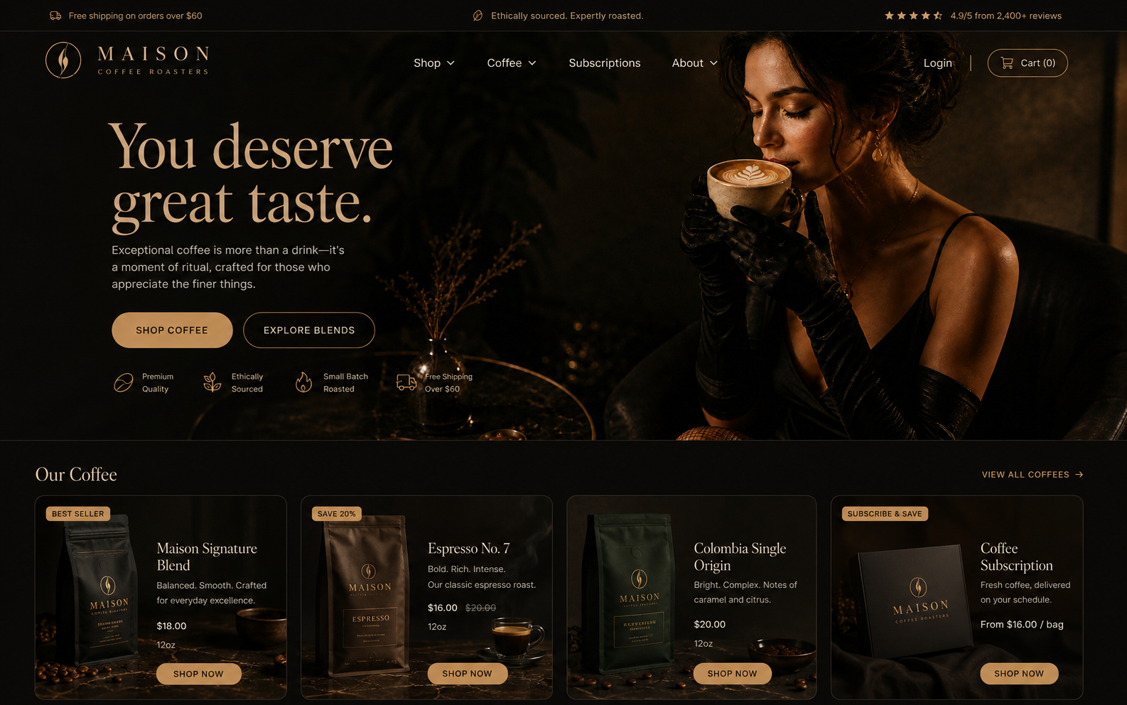 Maison Coffee Roasters — e-handelsbutik för kaffe